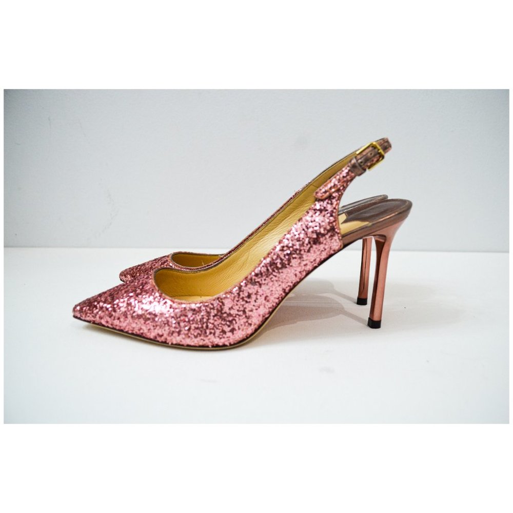 NIB Jimmy Choo Erin 85 Slingback Pumps Pink Glitter EU35.5 US5.5 $900 - Picture 9 of 14